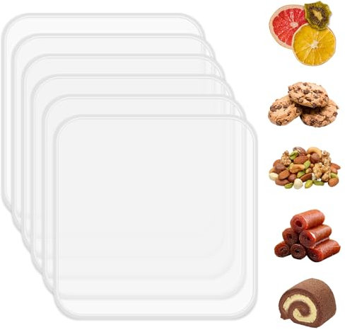 6 Pack Silicone Dehydrator Trays for Liquids, Fruit Leather Trays for Dehydrator, Non-stick Silicone Dryer Mats with Edge,Reusable Dryer Sheet for Jerky, Fruit, Meat, Herbs (11 * 11″)