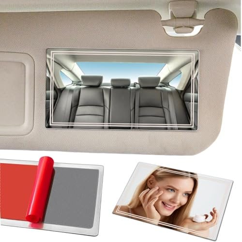 Specchio Cosmetico Auto, Specchio per Trucco e Parasole, Specchietto Di Cortesia e Retrovisore Interno per Visiera e Schienale