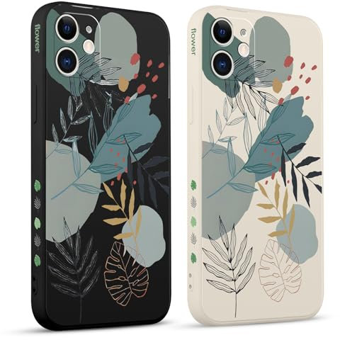 Pnakqil 2 stück Handyhülle für iPhone XR 6,1,Hülle süßer Blätter Blume Muster Aesthetic Frauen Design süß Aesthetic Schön Mädchen Kameraschutz Stoßfeste Case Silikon Schutzhülle Tasche