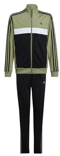 adidas Unisex Kids Essentials 3-Streifen Tiberio Trainingsanzug Tent Green/Black/White 152