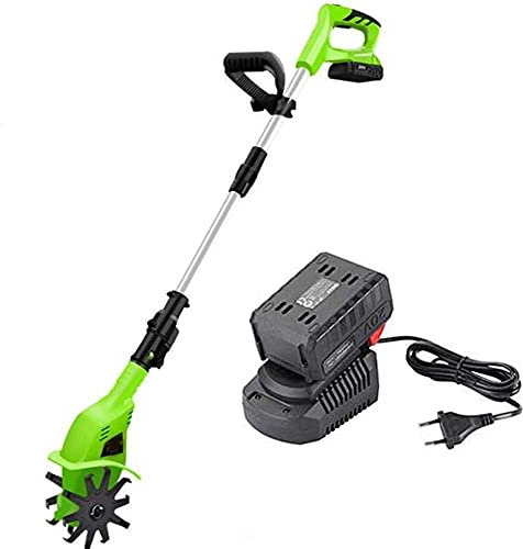 Motozappa da Giardino, Motozappa a Batteria, Coltivatore Elettrico Senza Fili con Batteria al Litio da 4000 mAh e Caricatore Maniglia Regolabile Coltivatore Portatile per Giardini