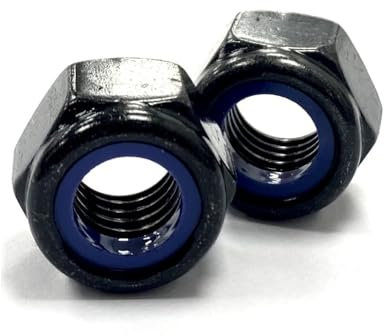 RADSO® M7 (7mm) Steel Nyloc Locking Thin Nuts (Type T - DIN 985), Black Passivated, Self-Locking with Nylon Insert, Metric Hexagon HEX NYLOC - requires 11mm Spanner - Pack of 20