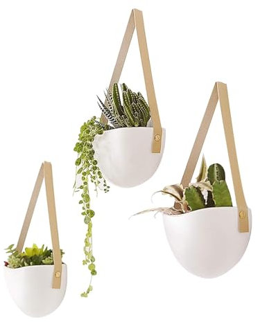 Hängende Keramik-Blumentöpfe 3-teilig, Wandvasen, Mit Haken, Hängender Blumentopf, Wandmontage-Pflanzgefäß, Wand-Deko Für Zimmer, Balkon Und Garten, Für Innen Und Außenbereich, Deko Hängend