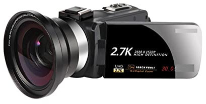 AUBEST Video Camera Camcorder 2.7K Video Camera Livestream Digital Camcorder For Home Use 16X Zoom 30MP Vlog Webcam 3.0 Rotate Touch Screen(With Lens)