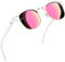 Joopin lunettes de soleil Classique homme femme lunettes demi monture classique lunettes solaires polarisées protection UV400 Blanc Rose