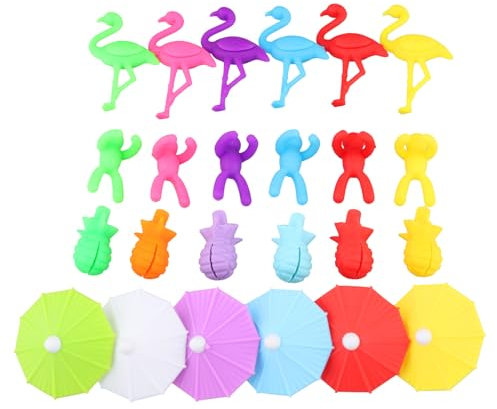 volumoon 24pcs Wine Glass Markers, drink markers, wine glass identifier, silicone wine glass markers, party wine glass markers for Champagne Flutes Cocktails for Home Bar Party Reception Decorations