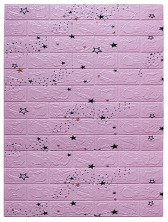 70cmX100cm DIY 3D Papier Peint Résistant À L'humidité Moderne Décoration De La Maison Autocollant Imperméable Stickers Muraux Motif Brique-rose étoilé-70CM X 1mètres