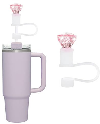 Diamond Straw Topper for Stanley Cup 40&30oz Silicone Straw Covers Cap for Tumblers Reusable Straw Toppers Stanley Cup Accessories 10mm (Pink)