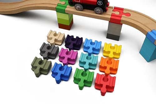 missing piece - Duplo-Adapter für Holzeisenbahnen (12 Stück) (Bunte Mischung)