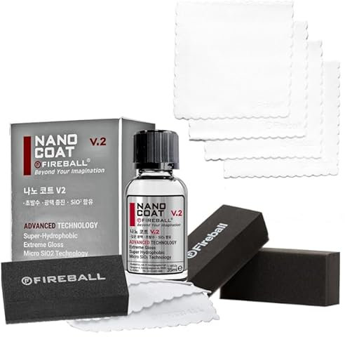 Fireball NANO COAT V2 SiO2 Kermik Lack Versiegelung Set - Top Wasserabperlverhalten - High End Coating mit NANO Effekt - inkl. 7 Suedetücher & 2 Applikatoren
