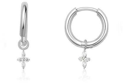 Limerencia Titan Creolen mit Anhänger, G23 Medizinische Hypoallergen Hängende Ohrringe mit Perlen Kubischer Zirkoniumdioxid für empfindliche Ohren Mode Damenschmuck