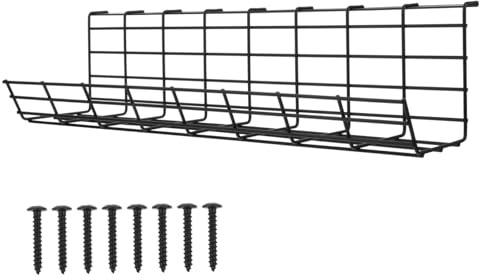 SECFOU Desk Cable Management Rack Wire Storage Tray Office Cord Organizer Iron Wire Shelf for Home and Office Cable Tidy Solution
