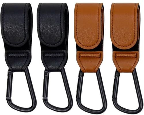 ZEACCT 4 Pezzi Passeggino Gancio Clip Pesanti, Passeggino Moschettoni, Borse Pelle Ganci Carrozzina, Ganci Porta Borsa Carrozzina, per Passeggino, Borsetta, Borse della Spesa, ECC Uso Esterno