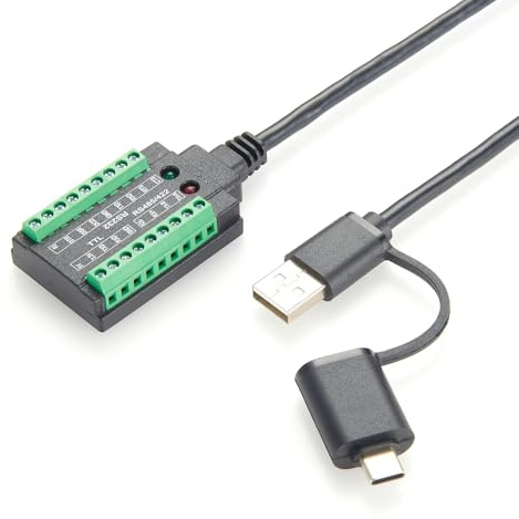 Plinkwirekb Cavo convertitore seriale 4 in 1 USB a RS232-RS485-RS422-TTL con chip FTDI, cavo adattatore multiporta USB-C a morsettiera per Windows/Linux/Android (1 m/3,3 piedi)