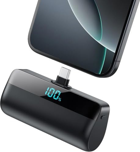 Mini Power Bank 5200mAh for iPhone 15/16,[2025 Upgraded] PD USB C Fast charging portable charger, Compact LCD Display Battery Pack Compatible with iPhone 16/16 Pro Max/15 Series,Galaxy,Android etc