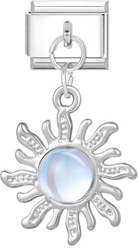 Greenyre Italian Charm Bracelet,Silber Italian Charms,9mm Edelstahl DIY Abnehmbar Module für Italienische Armbänder,Armband Charms für Armketten,Geschenke für Freund/Families(sun)