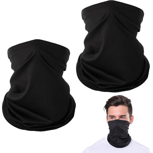 HLMYER 2 Pcs Snoods for Men,Breathable Neck Warmer Men,Elastic Neck Scarf,Mens Snood,Winter Windproof Neck Scarf for Boys Girls Winter Outdoor Sport Run Protection(Black)