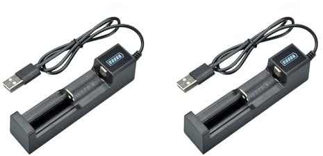 Reinscer 2X Battery Charger USB 1 Slot Universal Quick Charging Rechargeable Lithium Battery Charger for 18650 26650 14500 16340