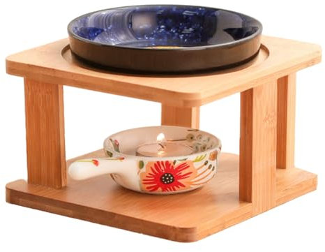 Diffuseur d'huiles essentielles en céramique pour aromathérapeute avec support en bois pour salle de méditation
