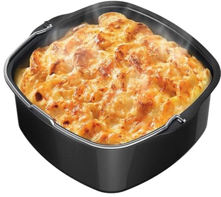 Bandeja para horno 17,5 x 17,5/20 x 20 cm, cuadrada, para freidora de aire caliente, aspecto de piedra, apta para lavavajillas, acero de aluminio de buena calidad, molde para tartas Air Fryer