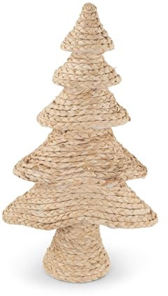 Riffelmacher Deko-Weihnachtsbaum mit Korbgeflecht | Natur/Weiß | 43 cm | Winterliche Tischdeko & Fensterdeko | 16560