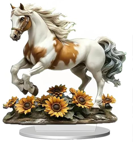 YORISMAL Running Horse Acryl Wohnung Ornament Tier 2D Flach Ornament Home Office Desktop Dekoration Eingang Weiß