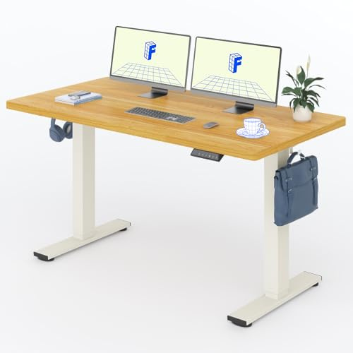 FLEXISPOT Höhenverstellbarer Schreibtisch Basic 160x80cm | mit Haken und 25mm EINTEILIGER Tischplatte, ergonomischer Schreibtisch mit Memory-Funktion (Ahorn, Mousseweiß)