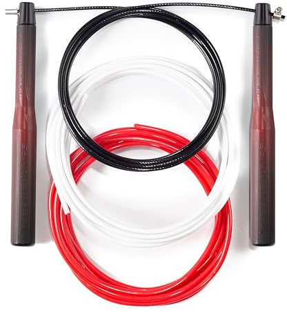 Elite Jumps Sports Performance Springseil-Set – Hochleistungs-Speed-Seil für Workouts – Aluminium 16,5 cm lange Griffe – Springseil für Fitness, Aerobic und Cardio-Training