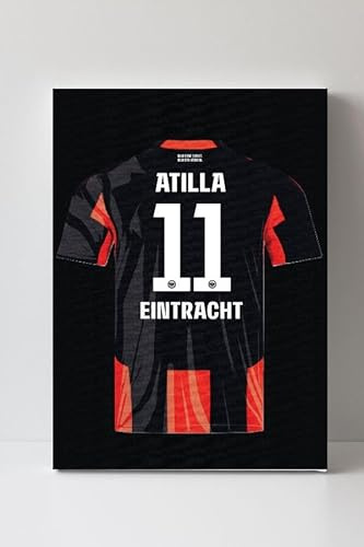 WandMagie Eintracht Frankfurt Fanartikel I Personalisiertes Trikot auf Leinwand (40x60 cm) I Wunschname und Wunschnummer auf Heimtrikot I Geschenkidee für SGE Fußballfans