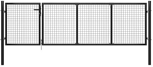Doppelflügeltore Eingangstor,Gartentor Stahl 350 x 75 cm Anthrazit für Garten Terrasse