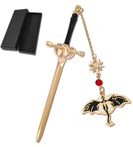 Lesezeichen Metall Fantasy mit Drachenschwert, Personalisiertes im Vintage-Stil Lesezeichen Leseseitenmarkierungen, Kreatives Lesezeichen Geschenke für Leseliebhaber Frauen Männer, Gold