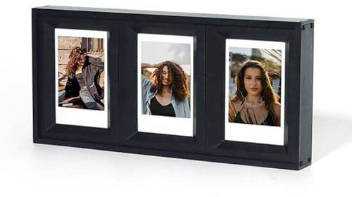 Cuifati 3-Gitter-Fotorahmen, Retro-Bilderrahmen Zum Aufhängen an der Wand mit Ständer auf der Rückseite und Haken, für 3-Zoll-Sofortfotos