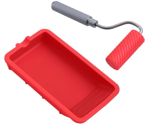 Paint Tray - V with Roller Brush - Wiederverwendbares Silikon Art Paint Tool Tray | Kleine Container, Home Decor & Crafts | Easy Clean Manuelle Malerei Kit für Glue Flush, Trim Work, DIY Projekte