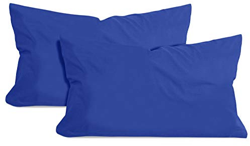 npluseins 2er-Pack Jersey Dekokissen Baumwollbezug, 40 x 60 cm, Royal | Öko-Tex Standard 100, Reißverschluss, formstabil, strapazierfähig, angenehm weich, waschbar bis 60 °C