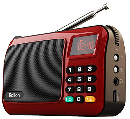 Portátil Mini FM Radio Altavoz Reproductor de Música Tarjeta TF USB Para PC iPod Teléfono con Pantalla LED (Oro)