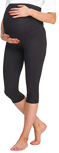 Be Mammy Legging 3/4 Grossesse Maternité Tenue Sport BE20-258(Noir, XL)