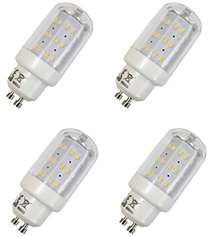 LED Leuchtmittel 4W GU10 3000K Warmweiss 230V 400lm Klar, Zylinder Form, Raumlicht, 270 Grad, Maxiflood, ersetzt 40W Halogen, Corn, Röhre (4ER PACK- Warmweiss)