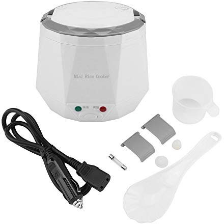 24V 140W 1.3L Olla Arrocera | Vaporera Eléctrica para Alimentos para Camión Arrocera Vaporera Eléctrica Calentador de Alimentos Multifuncional Portátil Arroz Cocinando Herramienta (Blanco)