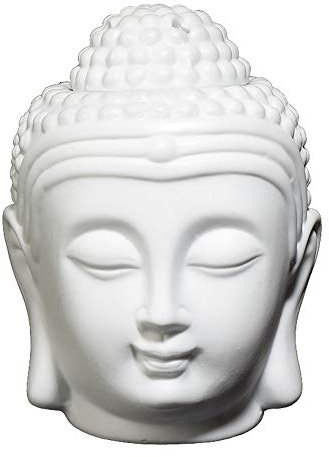 Buddha Head Keramik Hohl Aromatherapie Ofen Öl Kerzenbrenner für Yoga oder Meditationsraum (Weiß)