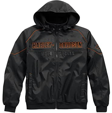 HARLEY-DAVIDSON Idyll Performance Softshelljacke Herren Outdoor Jacke mit herausnehmbarer Kapuze 100% Winddicht
