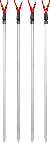 normani Teleskop-Rutenhalter Rutenständer 75-135 cm 4 Set Aluminium Rutenauflage mit V-Auflage Angelzubehör, Verstellbarer Angelrutenhalter mit Schnurlaufkerbe Farbe 4 x Red