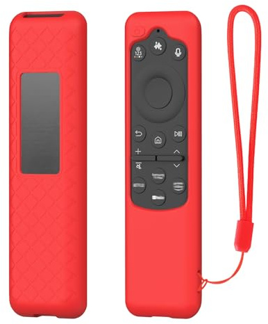 Funda Compatible con TV Samsung BN59-01480L/01432A/01432J/01432B/01432D/01432 TM2360E TM2360F TM2560E TM2361E Protectora de Silicona para Control Remoto Solar Inteligente con Cordón (Rojo)
