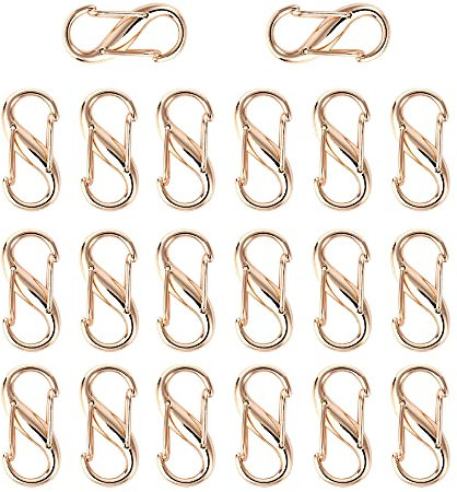 Hazrcvr Einstellbar Metallschnallen 20 Stück Metallschnallen S Karabiner Golden Verstellbare Schnallen Karabiner Gold Karabiner Klein Metall für Kettenriemen Umhängetasche Handtasche
