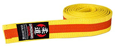 Ground Game Judo Gürtel für Kinder | Kampfsport Gürtel Gelb-Orange | Judogürtel 200-240 cm | Budogürtel mehrfarbig 100% Baumwolle | ca. 4 cm breit
