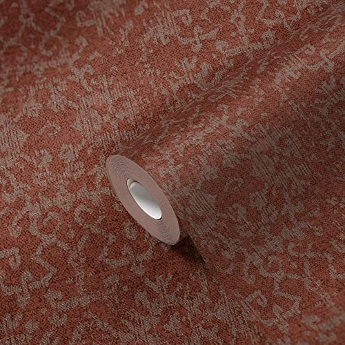 Livingwalls Tapete Ethno Muster Rot Grau 385211 Orientalische Vliestapete Schlafzimmer Küche 10,05x0,53m Made in Germany