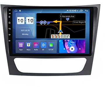 ZYRXRQCDZ 2 DIN-Autoradio 9 Zoll Touchscreen Unterstützt Carplay/Rückfahrkamera/Lenkradsteuerung/FM/DAB+, Für Mercedes Benz E-Class W211 E200 E220 E300 Auto Stereo Audio Radio Head Unit,M200s 2g+32g