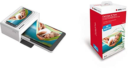 AGFA Photo Realipix Moments – Imprimante Photo Bluetooth & Cartouche et Papier 80 Photos Format 10 x 15 cm AMOC Compatible AGFA Photo Realipix Moments et Kodak PD450 PD460 PD480 PD450WIFI 80 Blanc