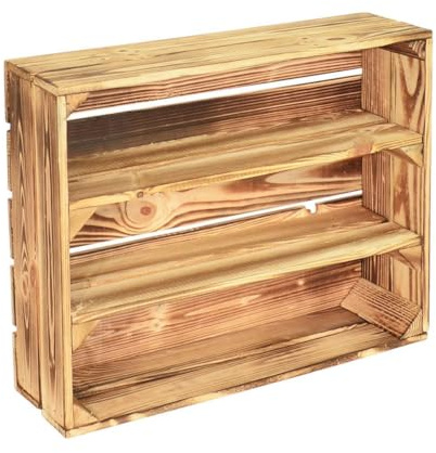 CHICCIE 3 Set Holzregal Schmalhanz 50x40x15cm - Hell Geflammt 2X Langes Regal