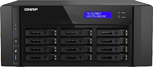QNAP TS-h1290FX-7302P-128G-US 12 Bay U.2 NVMe/SATA All-Flash Desktop NAS Ideal for Office environments, collaborative 4K/8K Video Editing, and File Sharing