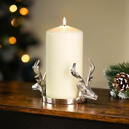 Garden Mile Rustikaler Rentier-Kerzenhalter, Teelichthalter, ideal für Innenbeleuchtung oder Außenbereich, Terrassendielenbeleuchtung, ein hübsches Geschenk oder Hausornament (Doppel-Rentier)